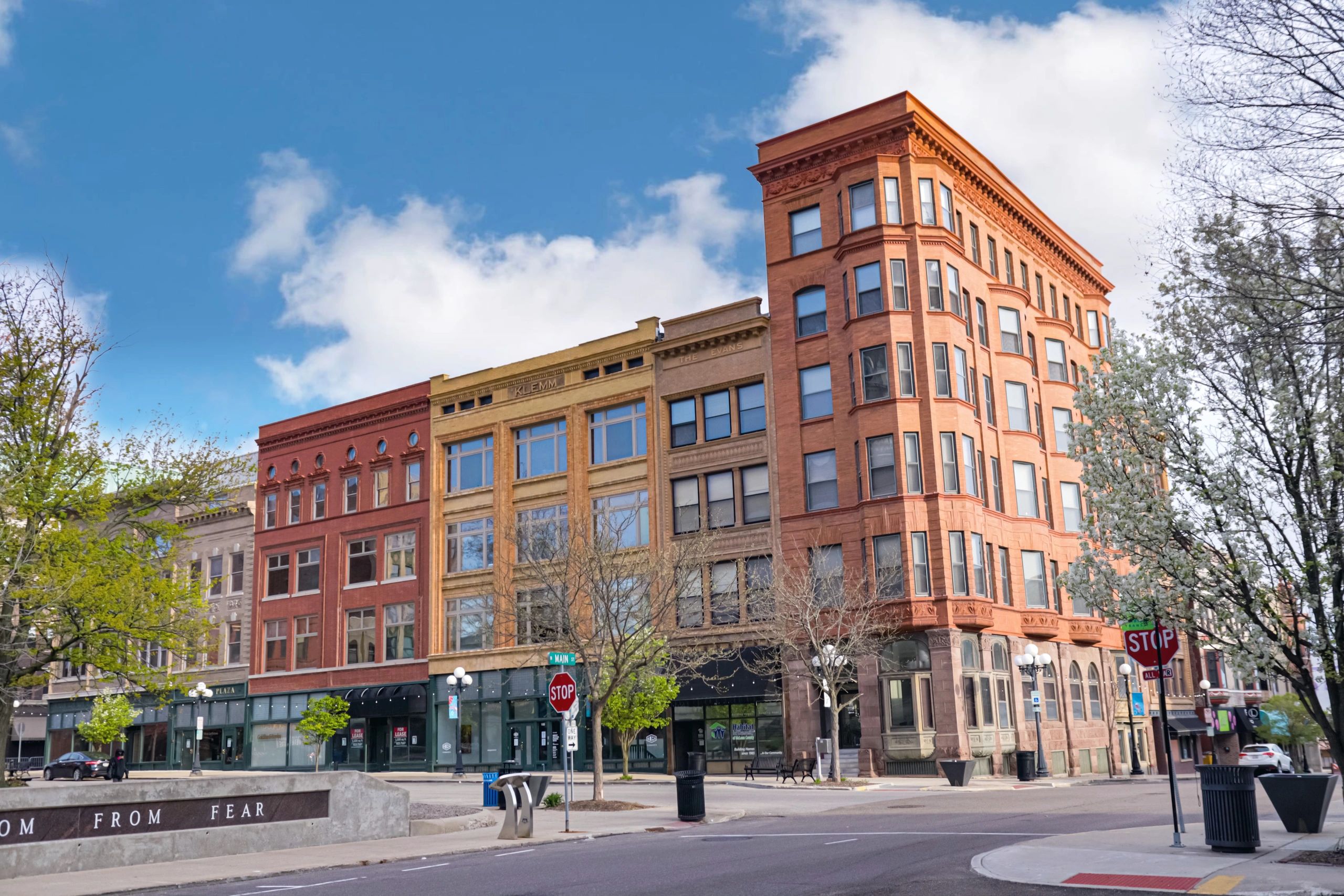 Colorful exterior building facade illustrating refreshed community appearance after painting